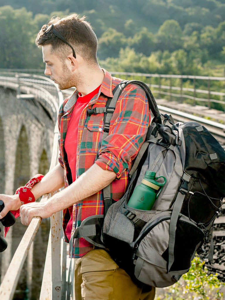 Gourde isotherme gamme IDEUS 1180ml, acier inoxydable 304, double paroi, étanche, avec paille, pour sport, voyage, bureau, extérieur, modèle Ermios - Gourde et Thermos - Noir