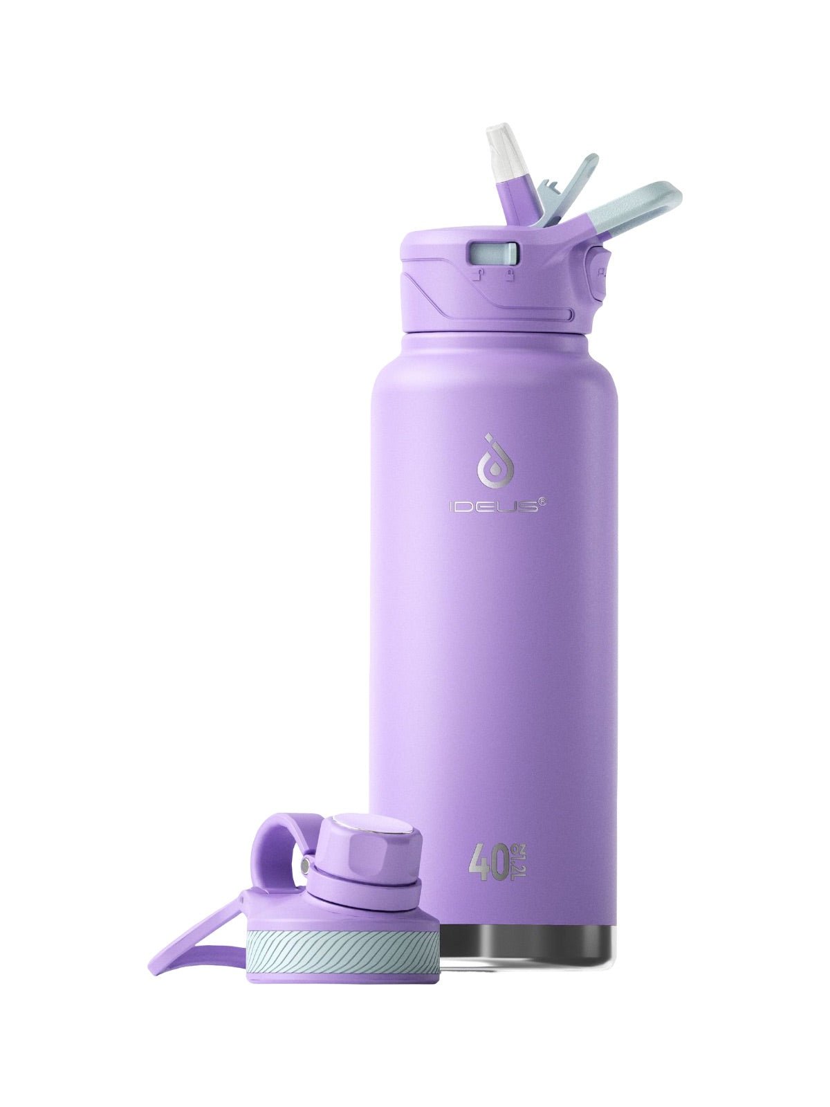 Gourde isotherme gamme IDEUS 1180ml, acier inoxydable 304, double paroi, étanche, avec paille, pour sport, voyage, bureau, extérieur, modèle Ermios - Gourde et Thermos - Violet