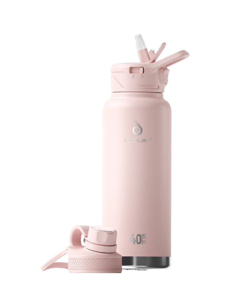 Gourde isotherme gamme IDEUS 1180ml, acier inoxydable 304, double paroi, étanche, avec paille, pour sport, voyage, bureau, extérieur, modèle Ermios - Gourde et Thermos - Rose