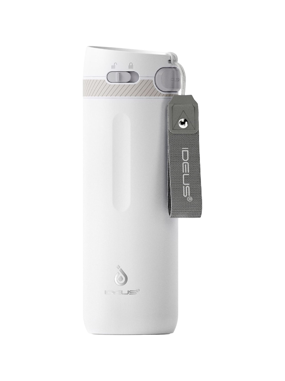 Gourde isotherme IDEUS, bouteille inox 304, double paroi, 600ml, conservation chaud froid, couvercle verrouillable, bouchon étanche, design sport, facile à nettoyer, modèle Torus - Gourde et Thermos - Blanc