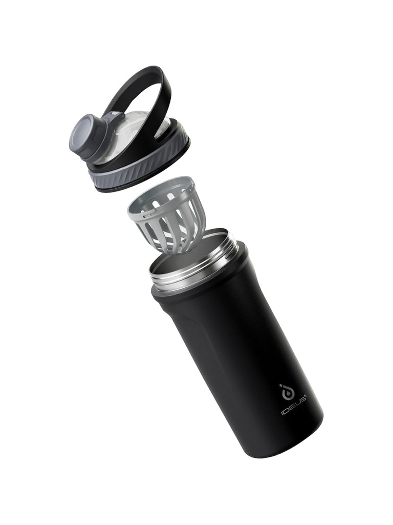 Gourde shaker sport isotherme, gamme IDEUS, bouteille inox 304, double paroi, mélangeur intégré, 709ml, étanche, sans BPA, maintien chaud 6h, froid 12h, modèle Euphron - Gourde et Thermos - Noir