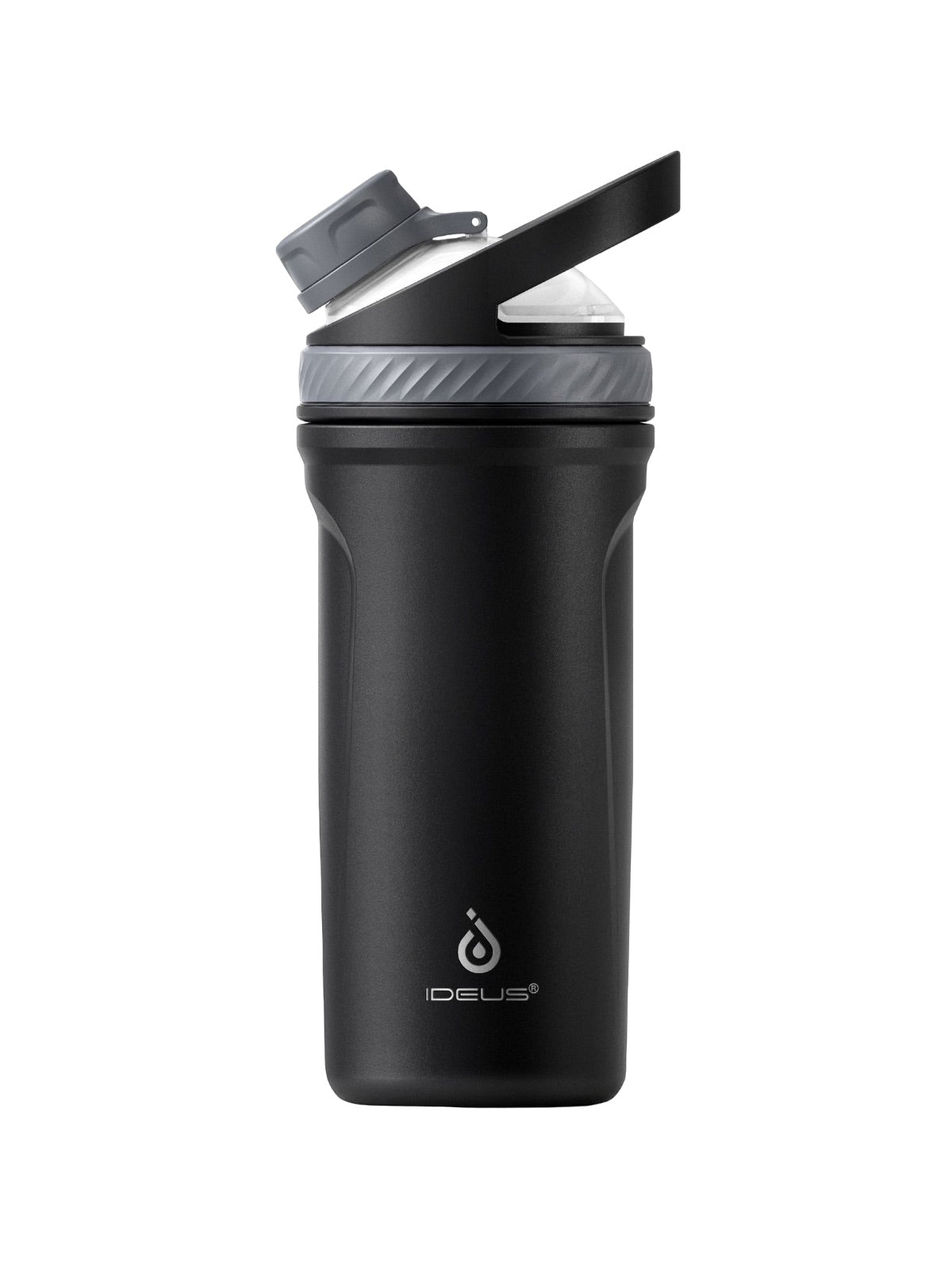 Gourde shaker sport isotherme, gamme IDEUS, bouteille inox 304, double paroi, mélangeur intégré, 709ml, étanche, sans BPA, maintien chaud 6h, froid 12h, modèle Euphron - Gourde et Thermos - Noir