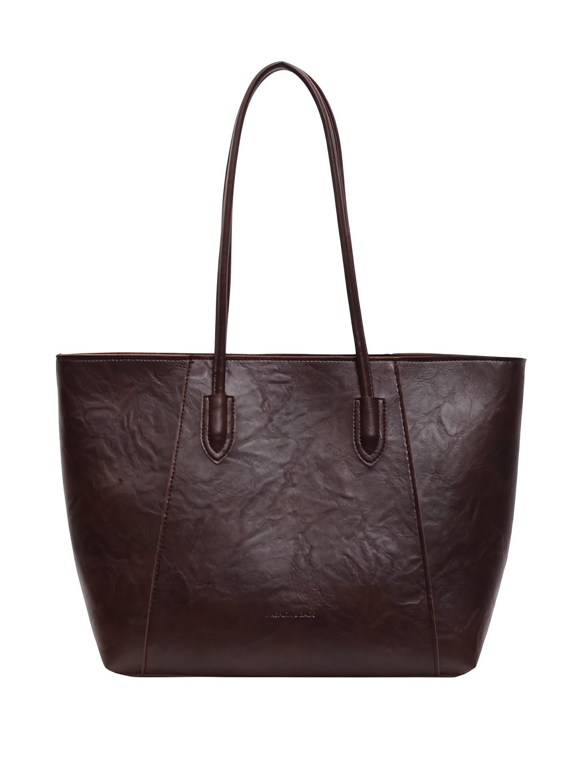 Grand sac à main femme simili vegan, A4, fermeture zip poche intérieure, porté épaule, chic et fashion bag, modèle Sophronie - Sac à main - Café