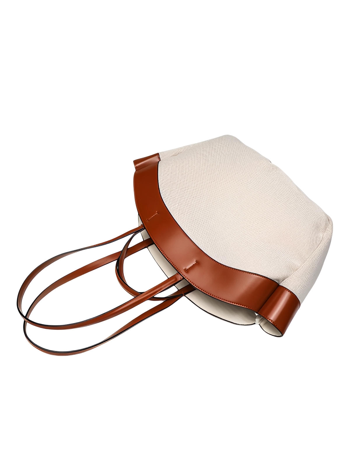 Grand sac à main, toile canvas anses en simili vegan, sac femme épaule main pochette amovible, modèle Eleonore - Sac à main - Marron