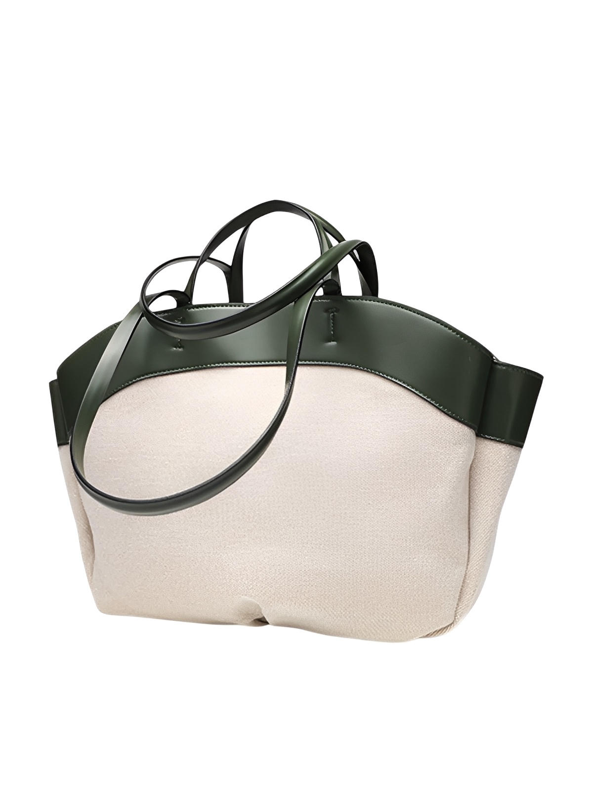 Grand sac à main, toile canvas anses en simili vegan, sac femme épaule main pochette amovible, modèle Eleonore - Sac à main - Vert