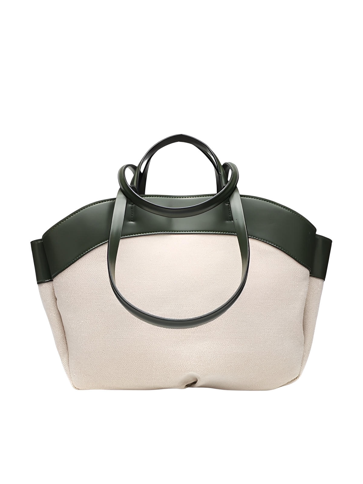 Grand sac à main, toile canvas anses en simili vegan, sac femme épaule main pochette amovible, modèle Eleonore - Sac à main - Vert