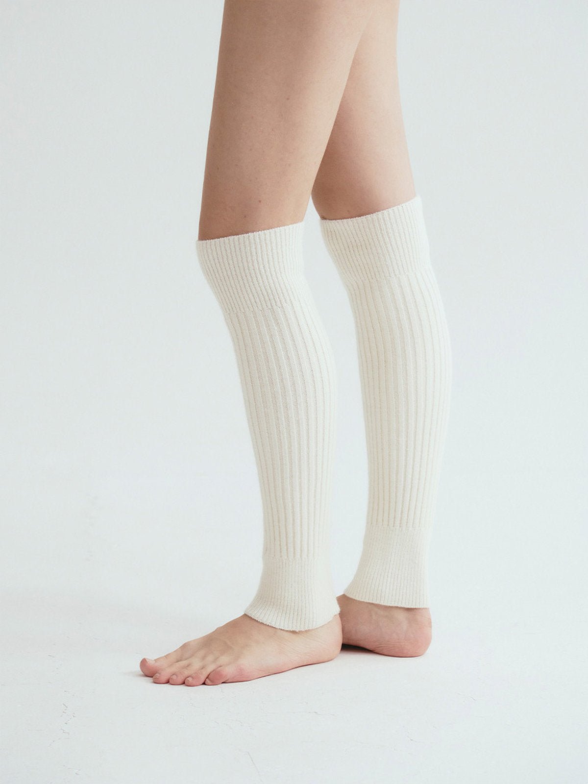Guêtre femme, maille côtelée chaude, accessoire de danse et yoga, protection thermique élégante, modèle Irène - Guêtre - Blanc