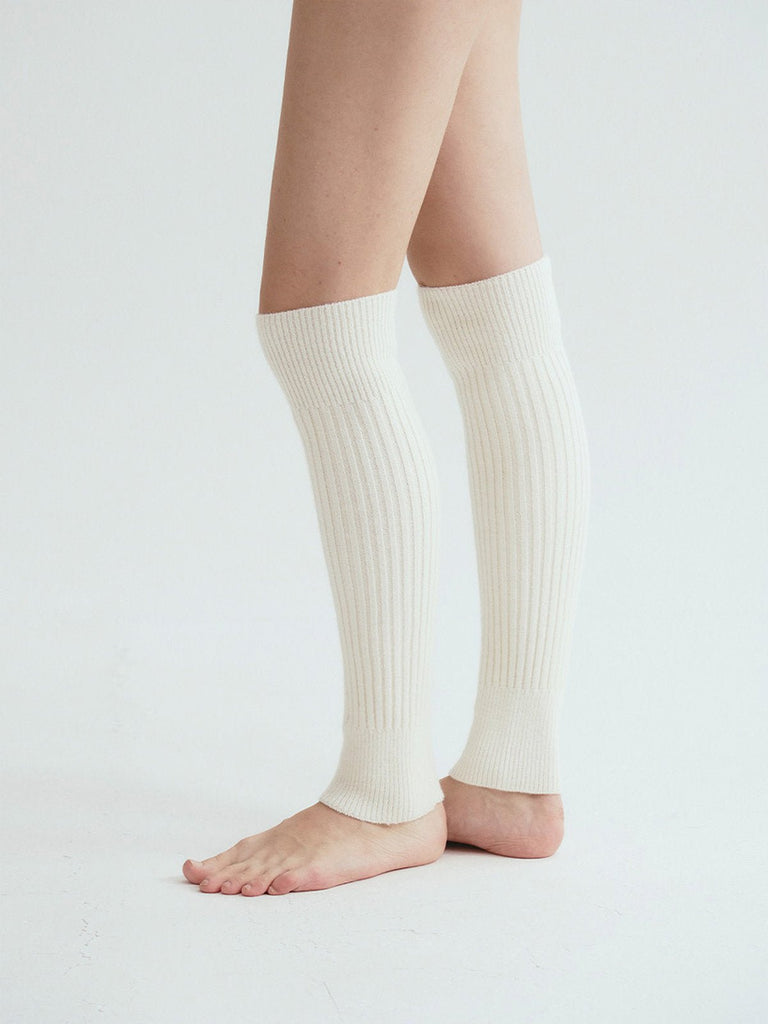 Guêtre femme, maille côtelée chaude, accessoire de danse et yoga, protection thermique élégante, modèle Irène - Guêtre - Blanc
