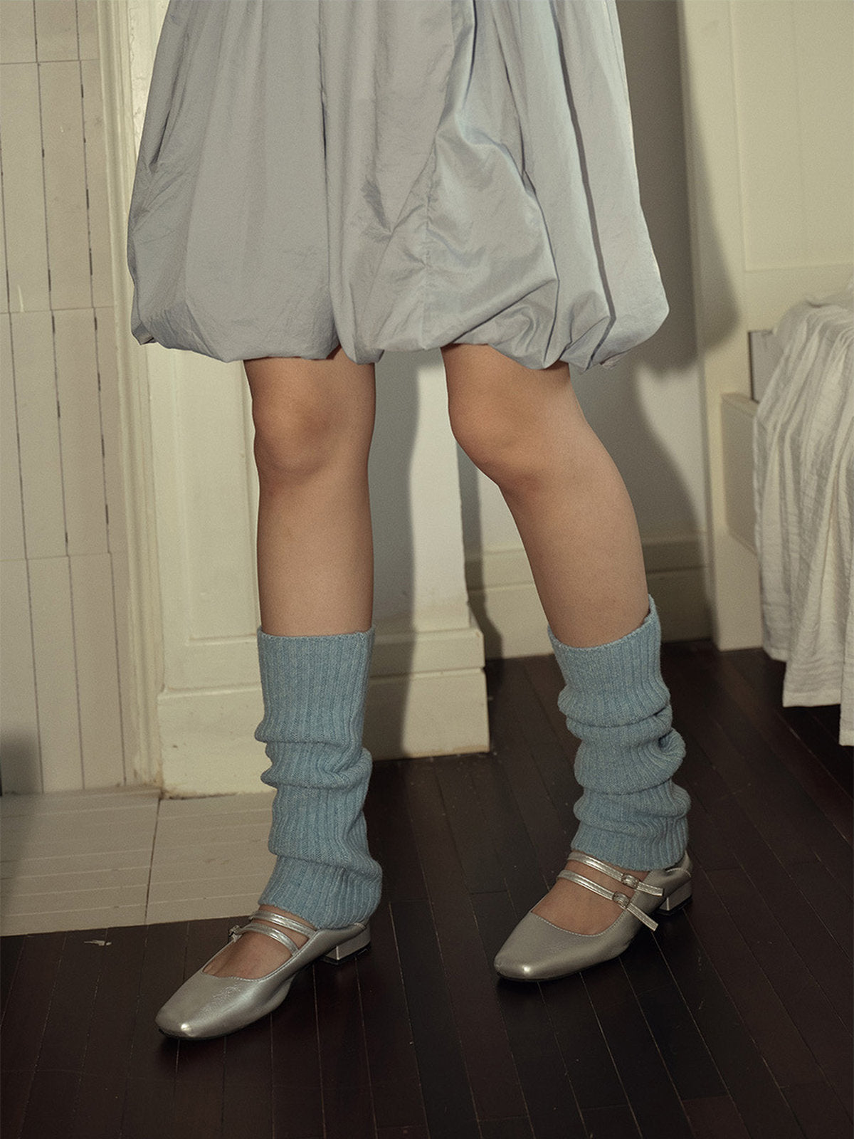 Guêtres chaudes femme, tricot côtelé doux, style décontracté, accessoires d’hiver, confort thermique, look moderne, couleurs variées, modèle Vadine - Guêtre - Bleu
