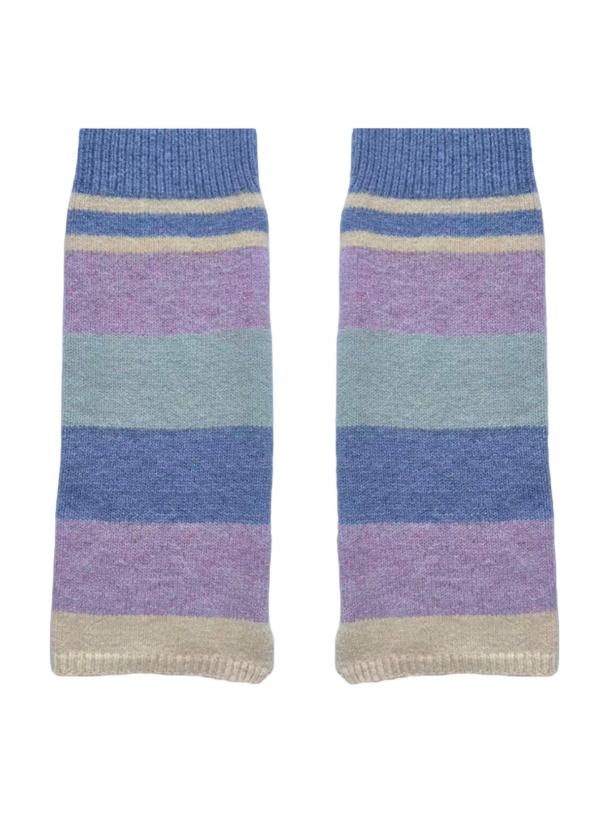 Guêtres en maille douce rayée, guêtres femme hiver, guêtres tricot confortables, guêtres chaudes colorées, accessoires jambes mode, modèle Dirène - Guêtre - Multicolore 1