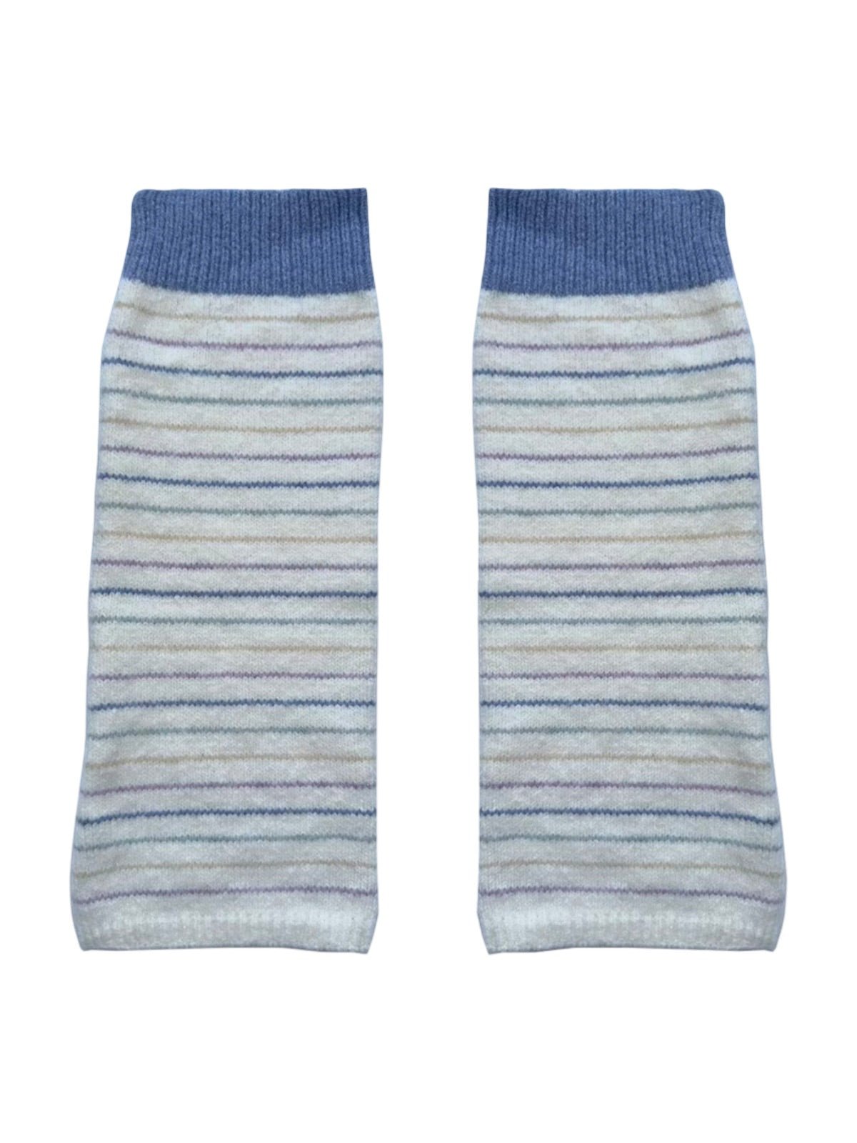 Guêtres en maille douce rayée, guêtres femme hiver, guêtres tricot confortables, guêtres chaudes colorées, accessoires jambes mode, modèle Dirène - Guêtre - Multicolore 2