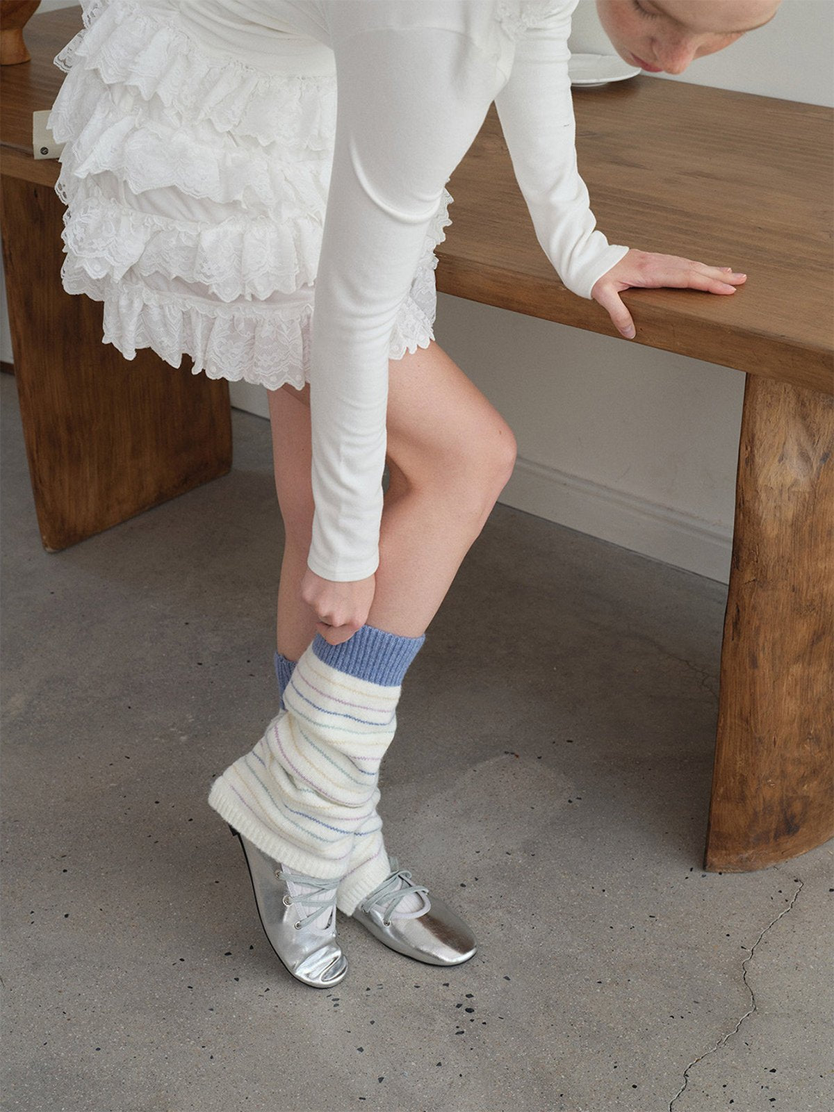 Guêtres en maille douce rayée, guêtres femme hiver, guêtres tricot confortables, guêtres chaudes colorées, accessoires jambes mode, modèle Dirène - Guêtre - Multicolore 2