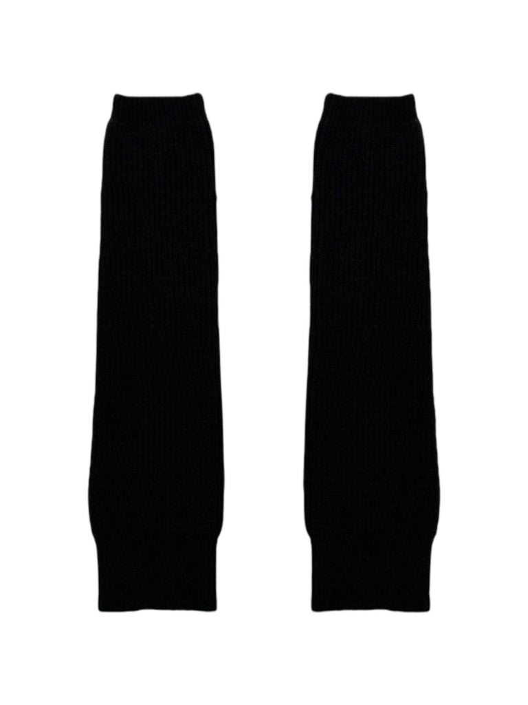 Guêtres femme, chaussettes hautes tricotées, accessoires jambes hiver, maille chaude douce, yoga danse streetwear, modèle Komine - Guêtre - Noir