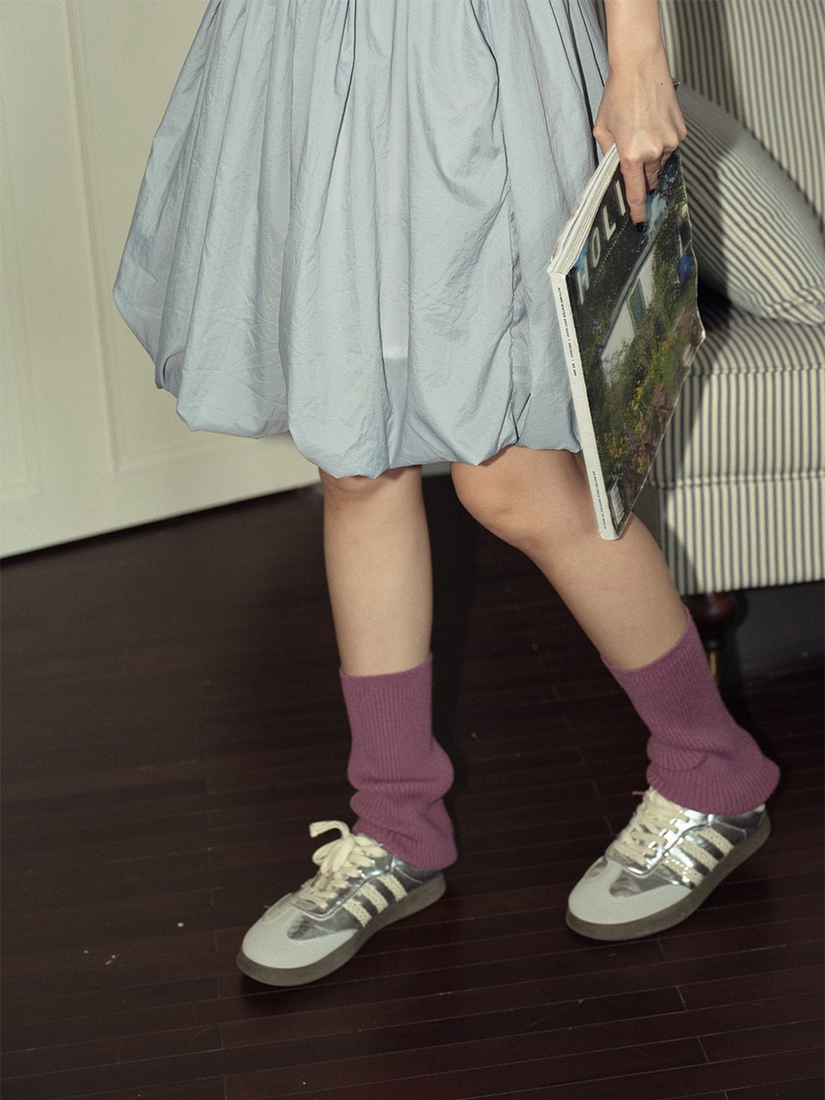 Guêtres femme, guêtres tricot, hautes, chaussettes sans pied, accessoires automne hiver, guêtres chaudes et colorées, modèle Wunzy - Guêtre - Violet