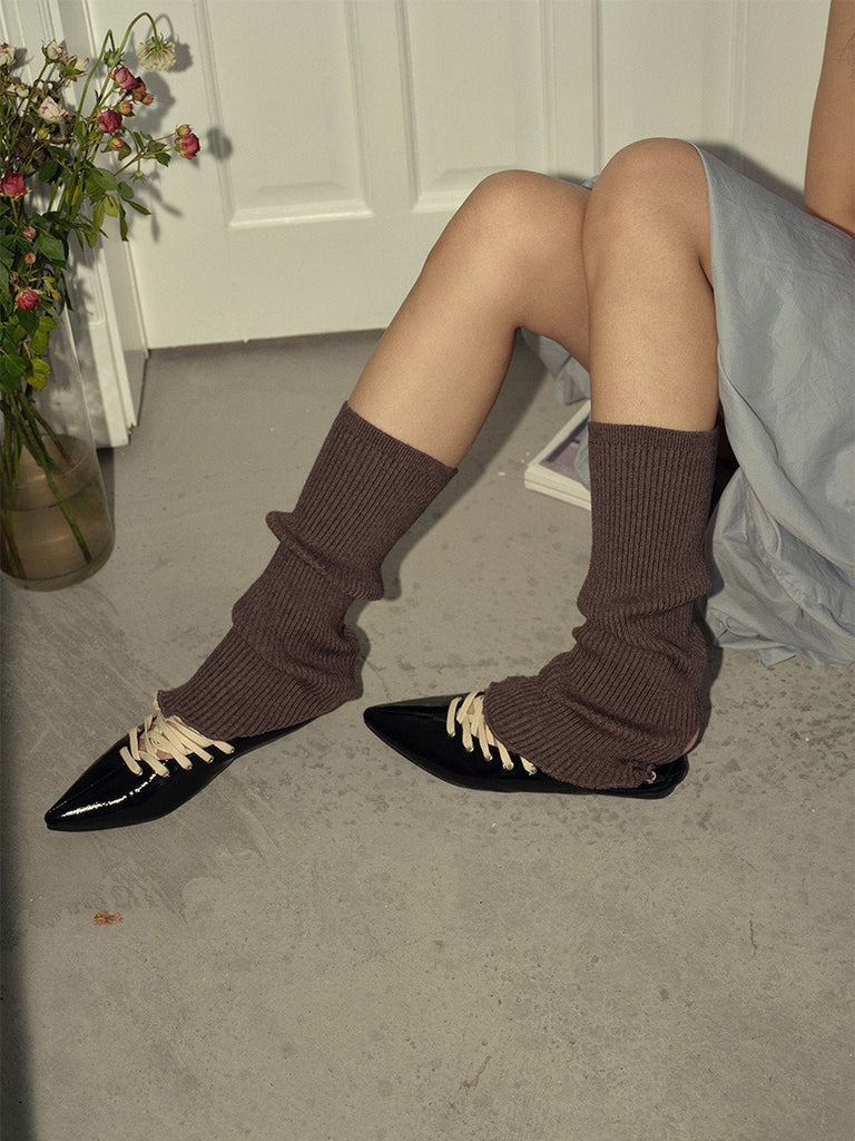 Guêtres femme, guêtres tricot, hautes, chaussettes sans pied, accessoires automne hiver, guêtres chaudes et colorées, modèle Wunzy - Guêtre - Marron
