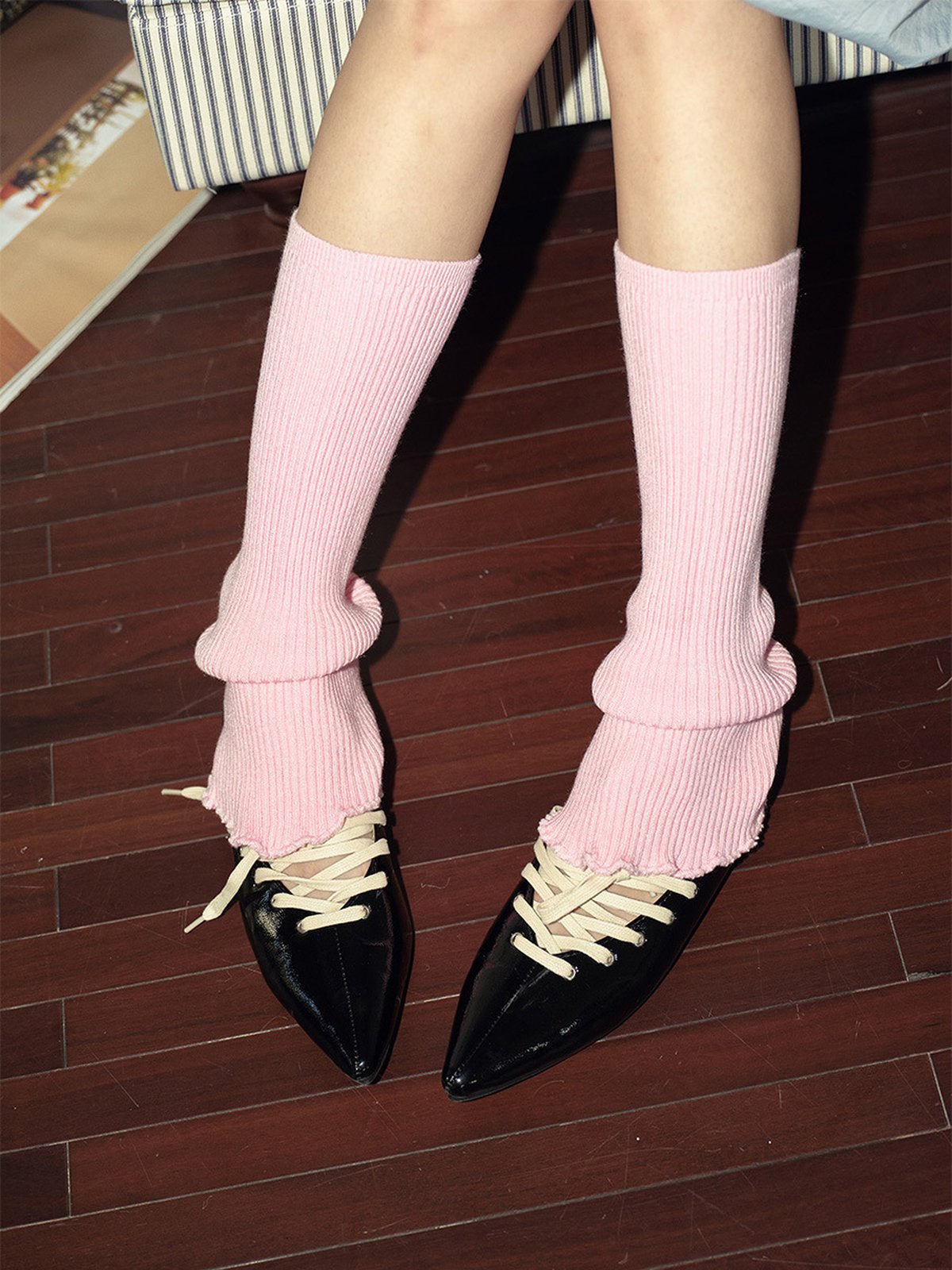 Guêtres femme, guêtres tricot, hautes, chaussettes sans pied, accessoires automne hiver, guêtres chaudes et colorées, modèle Wunzy - Guêtre - Rose