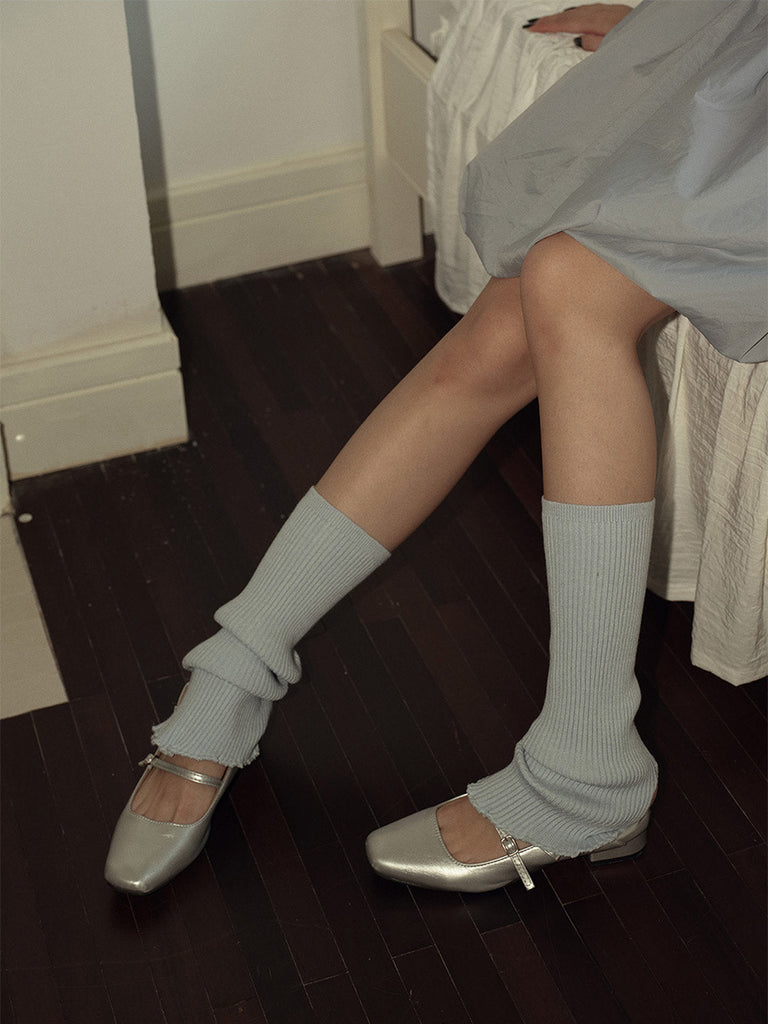 Guêtres femme, guêtres tricot, hautes, chaussettes sans pied, accessoires automne hiver, guêtres chaudes et colorées, modèle Wunzy - Guêtre - Gris