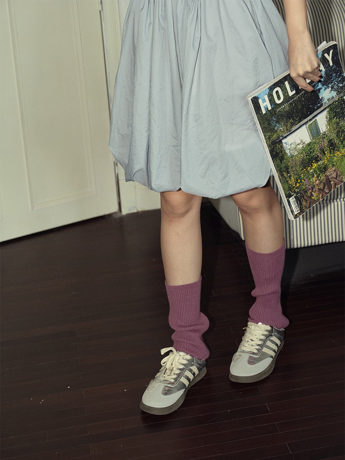 Guêtres femme, guêtres tricot, hautes, chaussettes sans pied, accessoires automne hiver, guêtres chaudes et colorées, modèle Wunzy - Guêtre - Violet