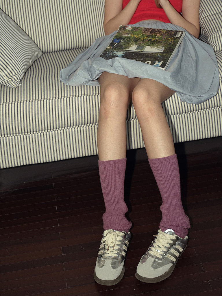 Guêtres femme, guêtres tricot, hautes, chaussettes sans pied, accessoires automne hiver, guêtres chaudes et colorées, modèle Wunzy - Guêtre - Violet