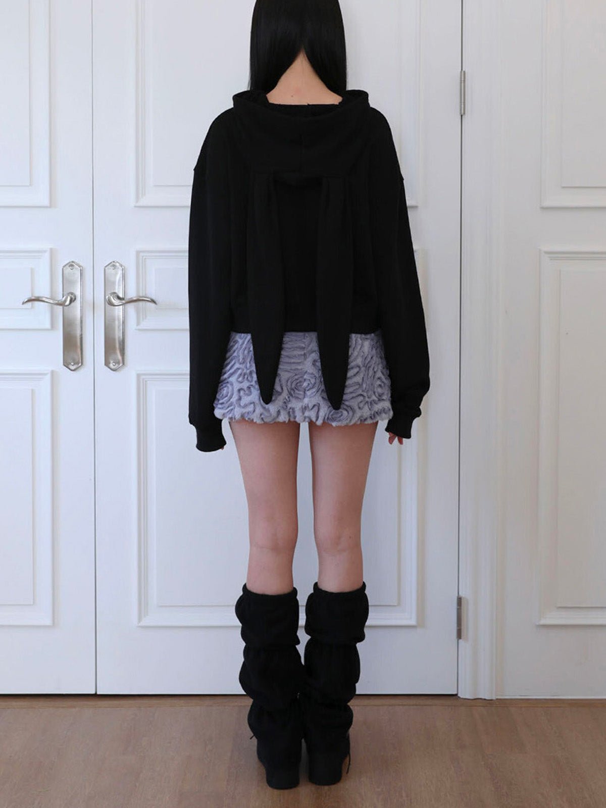 Guêtres femme hiver, accessoires chauds Y2K, jambières polaires épaisses, mode automne hiver, confort doux et stylé, modèle Hilaire - Guêtre - Noir