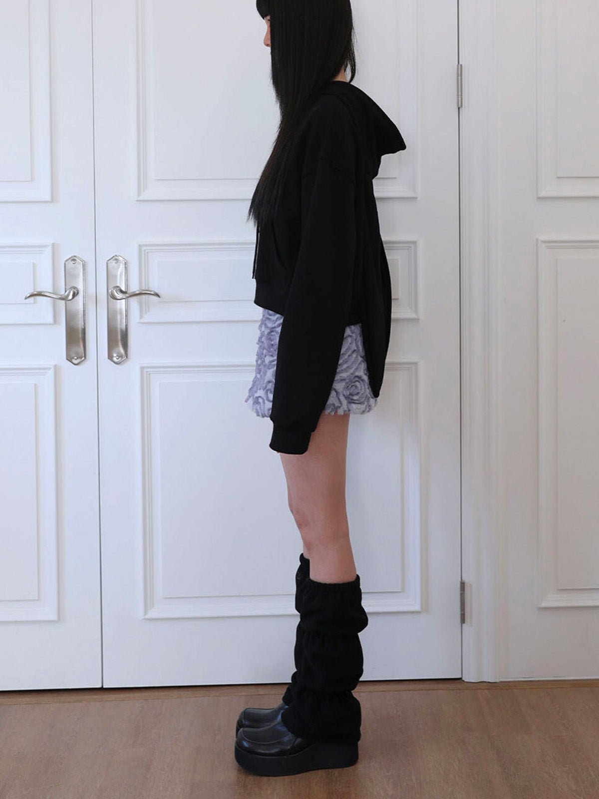 Guêtres femme hiver, accessoires chauds Y2K, jambières polaires épaisses, mode automne hiver, confort doux et stylé, modèle Hilaire - Guêtre - Noir