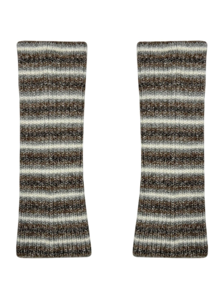 Guêtres femme, tricot doux, laine mélangée, confort thermique, style rétro, motif rayé, automne hiver, accessoire mode, jambe longue, look décontracté, modèle Bussine - Guêtre - Style 4