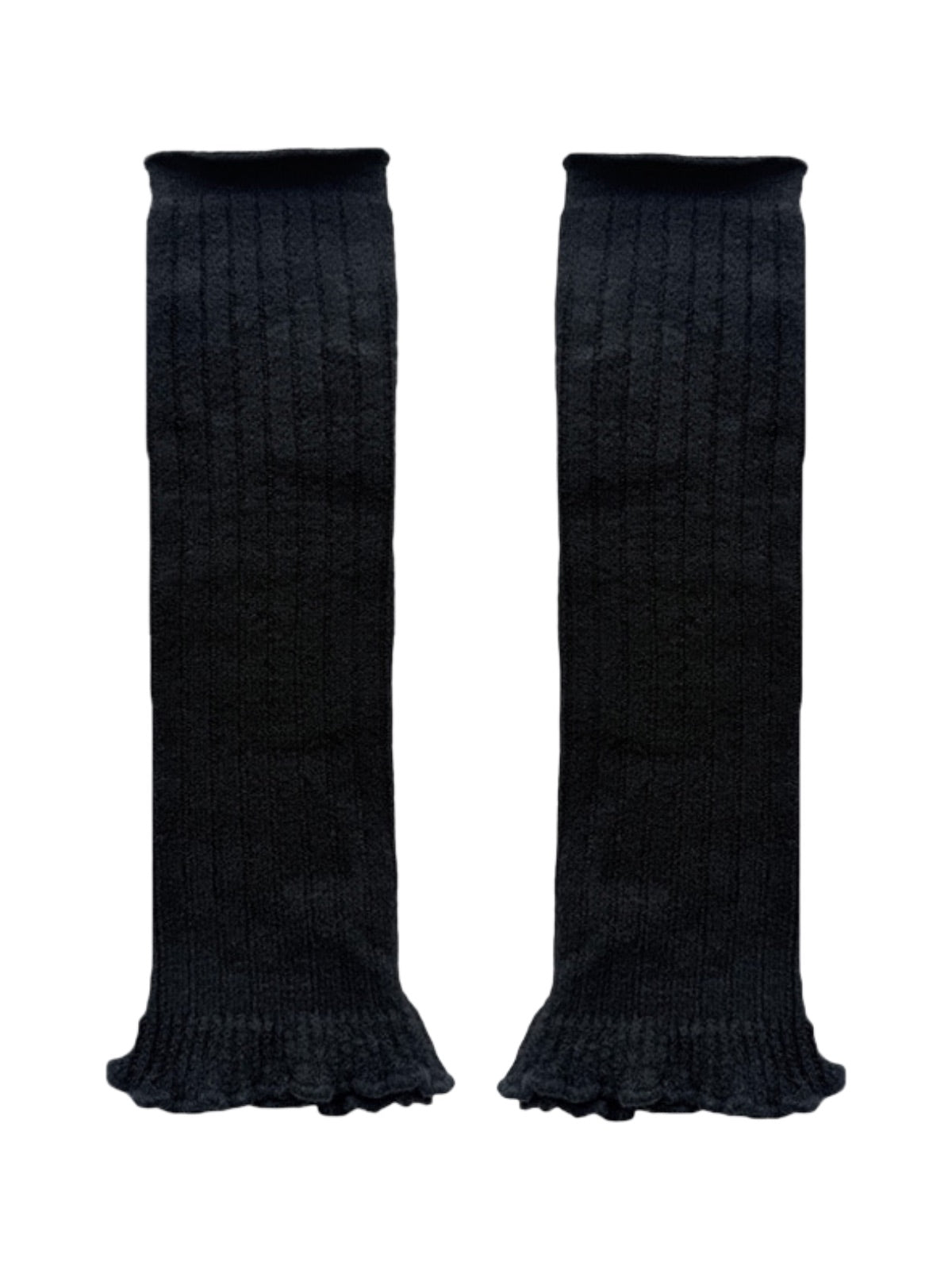 Guêtres laine mélangée, jambières maille douce, accessoires hiver femme, chaussettes longues chaudes, style danseuse confortable, modèle Penzie - Guêtre - Noir