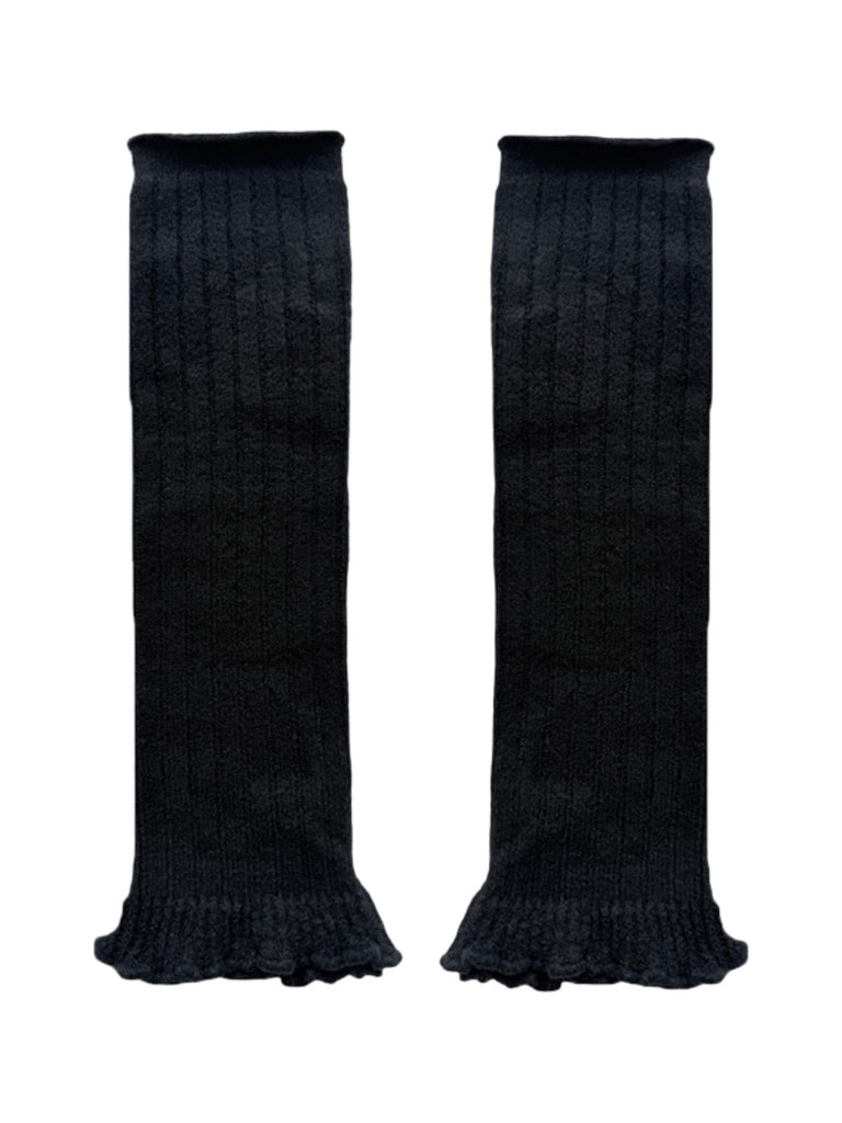 Guêtres laine mélangée, jambières maille douce, accessoires hiver femme, chaussettes longues chaudes, style danseuse confortable, modèle Penzie - Guêtre - Noir