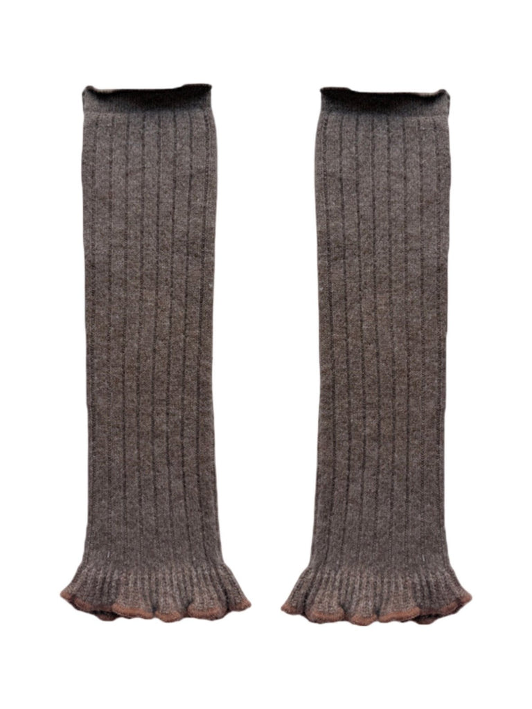 Guêtres laine mélangée, jambières maille douce, accessoires hiver femme, chaussettes longues chaudes, style danseuse confortable, modèle Penzie - Guêtre - Camel