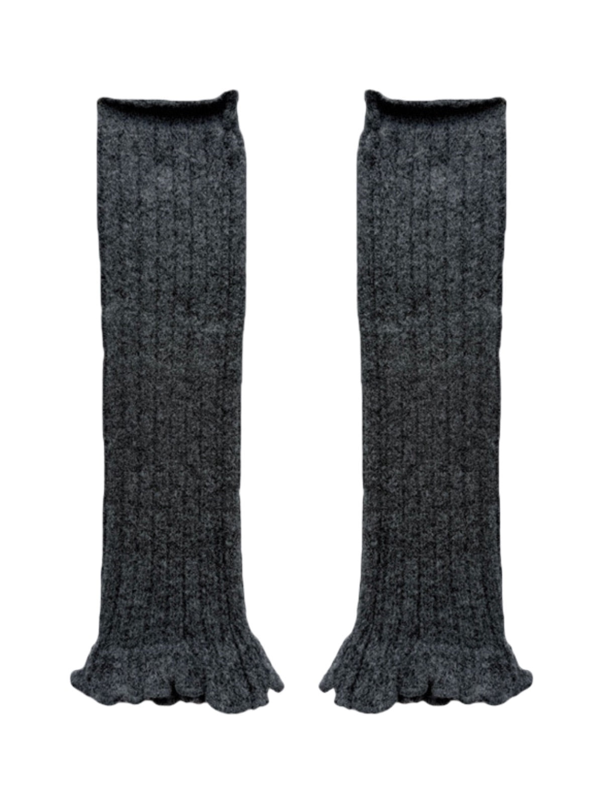 Guêtres laine mélangée, jambières maille douce, accessoires hiver femme, chaussettes longues chaudes, style danseuse confortable, modèle Penzie - Guêtre - Gris foncé