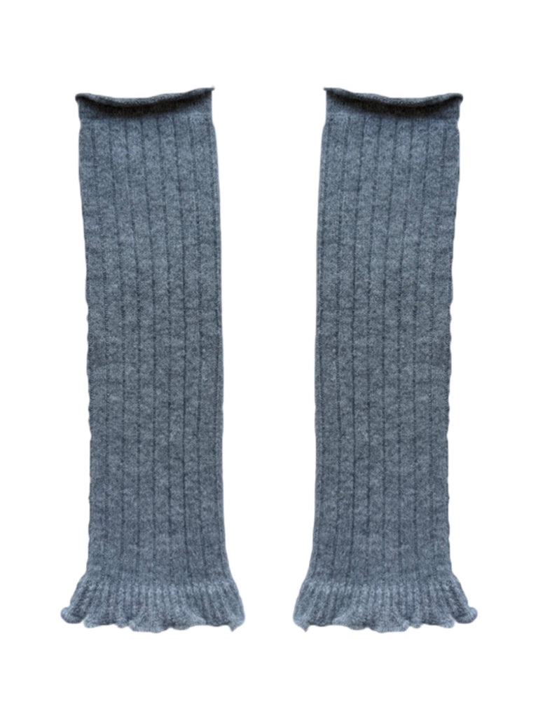 Guêtres laine mélangée, jambières maille douce, accessoires hiver femme, chaussettes longues chaudes, style danseuse confortable, modèle Penzie - Guêtre - Gris
