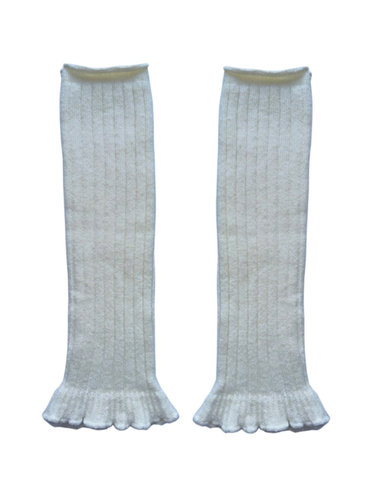 Guêtres laine mélangée, jambières maille douce, accessoires hiver femme, chaussettes longues chaudes, style danseuse confortable, modèle Penzie - Guêtre - Blanc