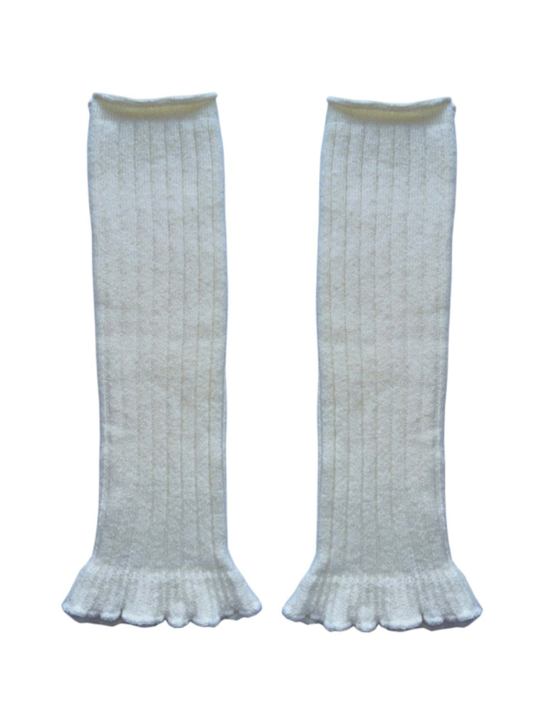 Guêtres laine mélangée, jambières maille douce, accessoires hiver femme, chaussettes longues chaudes, style danseuse confortable, modèle Penzie - Guêtre - Blanc