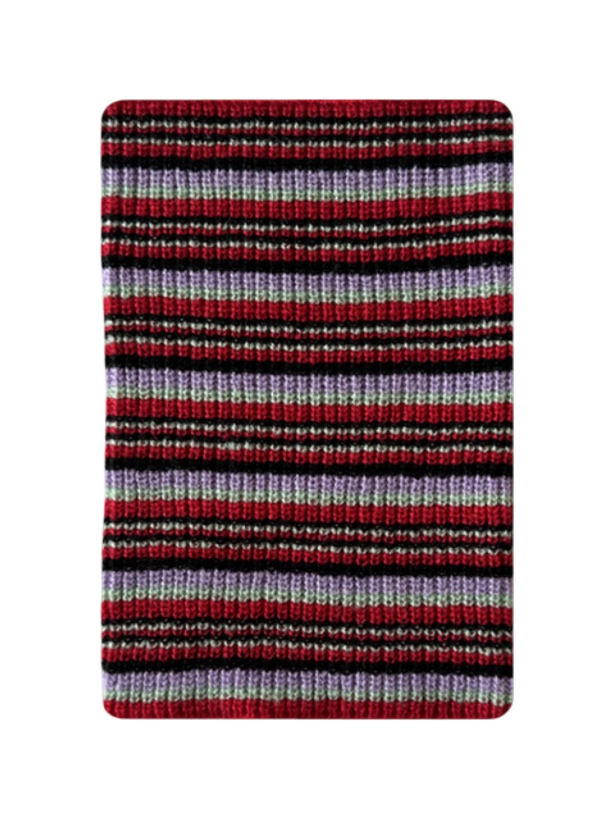Guêtres oversize tricotées rayées femme, guêtres chaudes laine acrylique, accessoires mode hiver, guêtres hautes colorées, protection jambes stylée, modèle Cérine - Guêtre - Rouge