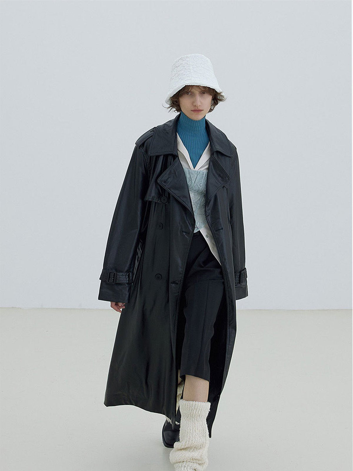 Guêtres tricotées chaudes, en laine mélangée, guêtres hautes femme, accessoires hiver confortables, cache - jambes doux et épais, modèle Hapie - Guêtre - Blanc
