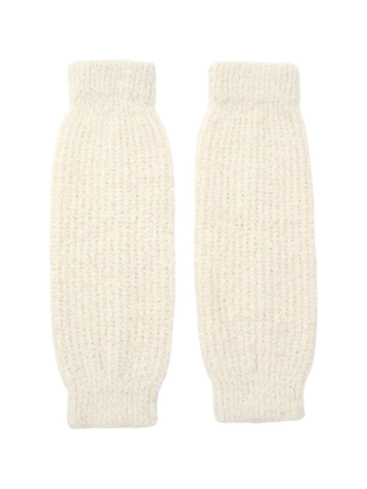 Guêtres tricotées chaudes, en laine mélangée, guêtres hautes femme, accessoires hiver confortables, cache - jambes doux et épais, modèle Hapie - Guêtre - Blanc
