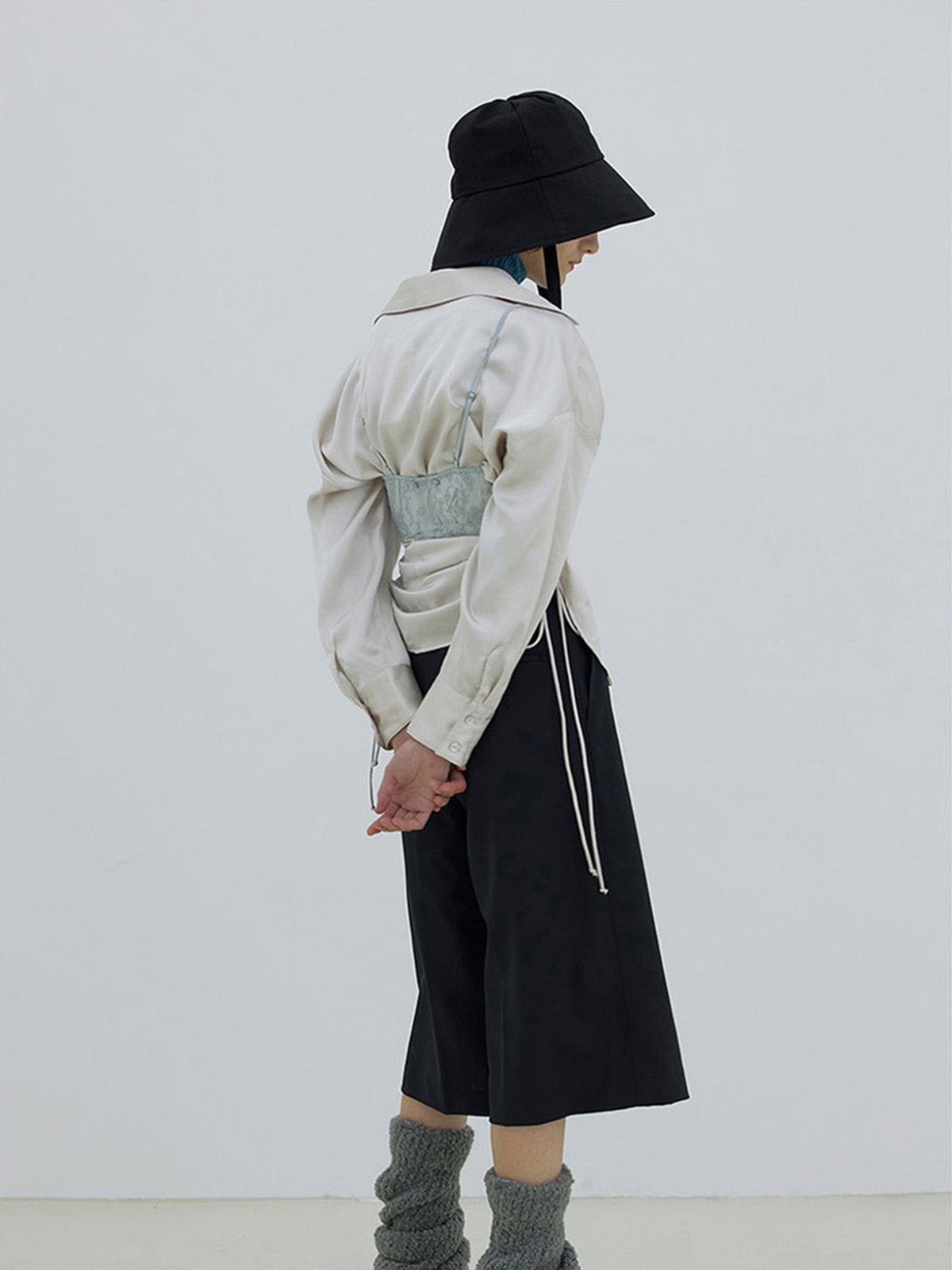 Guêtres tricotées chaudes, en laine mélangée, guêtres hautes femme, accessoires hiver confortables, cache - jambes doux et épais, modèle Hapie - Guêtre - Gris