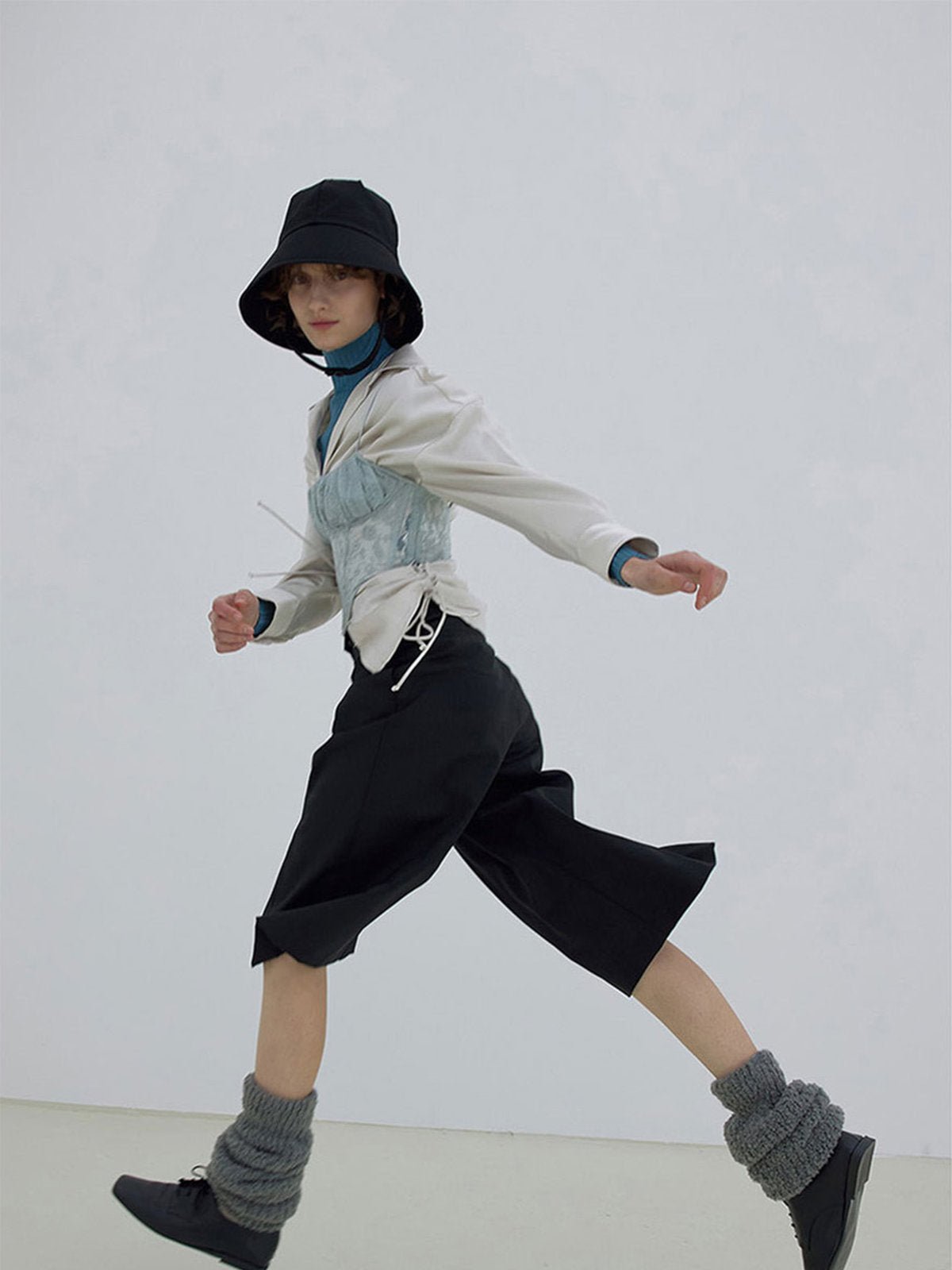 Guêtres tricotées chaudes, en laine mélangée, guêtres hautes femme, accessoires hiver confortables, cache - jambes doux et épais, modèle Hapie - Guêtre - Gris