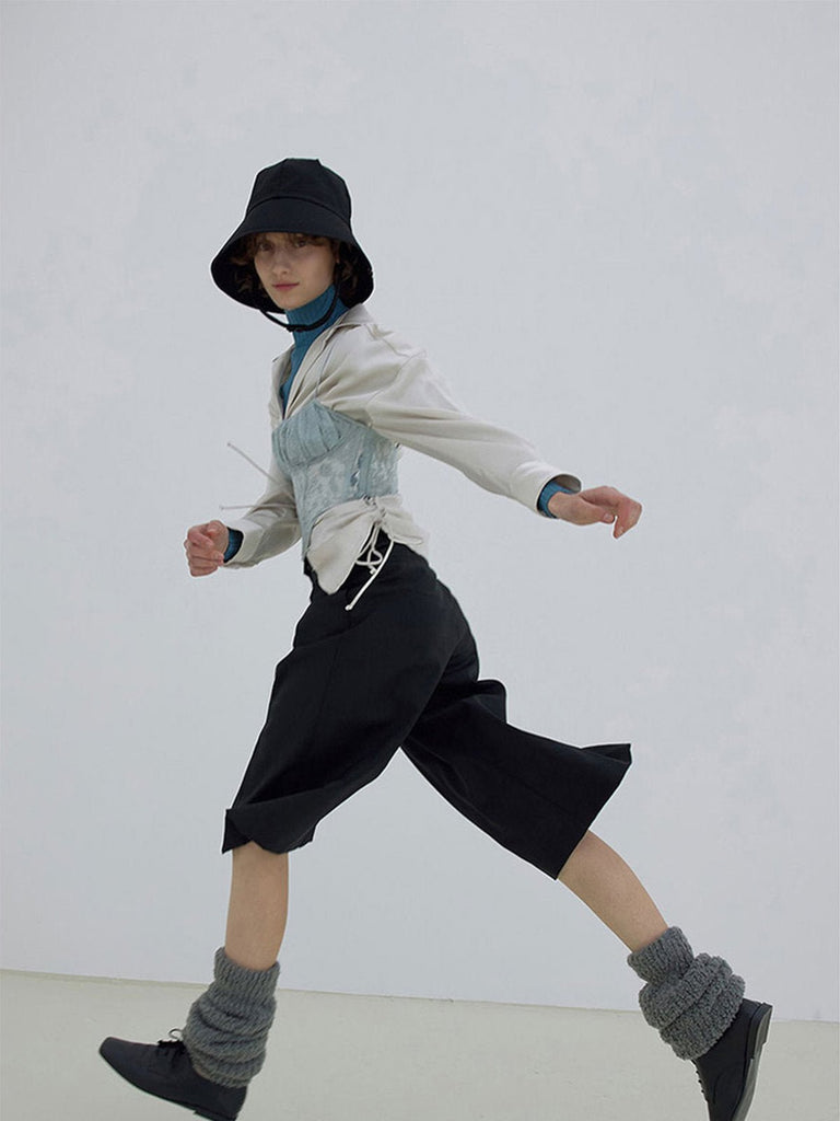 Guêtres tricotées chaudes, en laine mélangée, guêtres hautes femme, accessoires hiver confortables, cache - jambes doux et épais, modèle Hapie - Guêtre - Gris