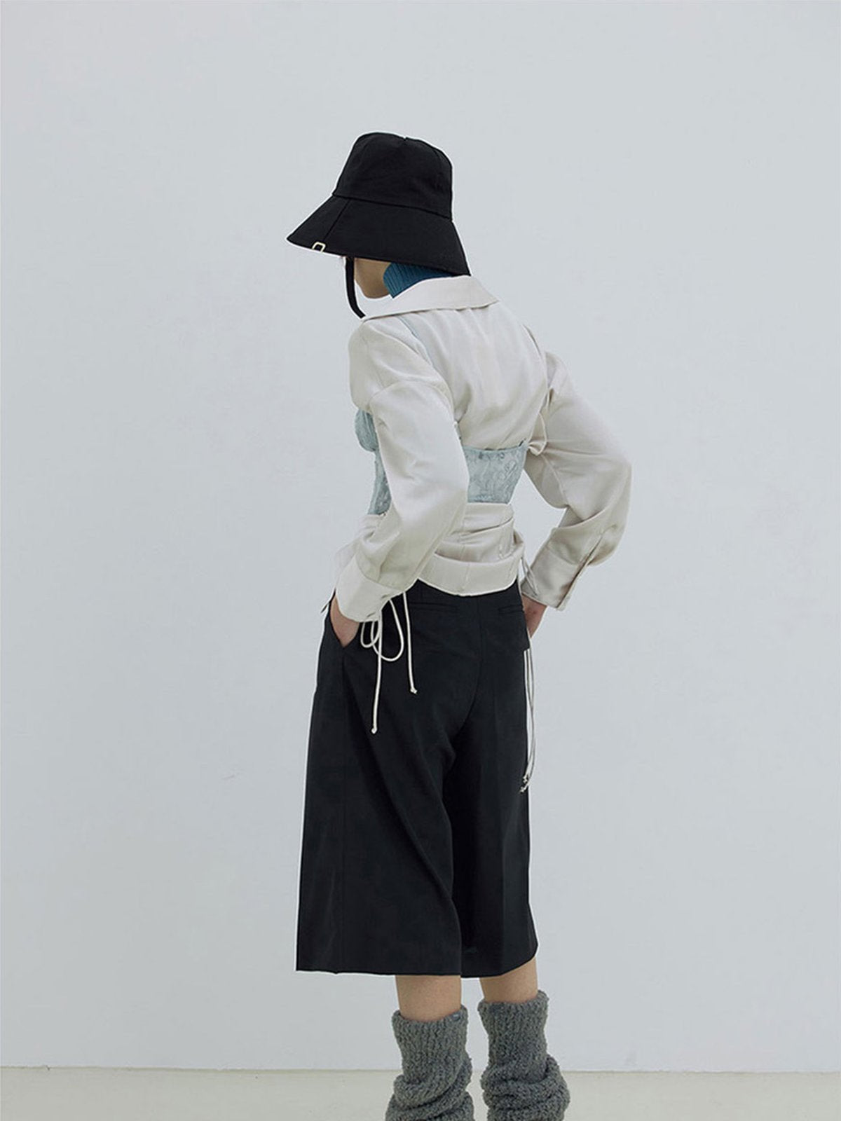 Guêtres tricotées chaudes, en laine mélangée, guêtres hautes femme, accessoires hiver confortables, cache - jambes doux et épais, modèle Hapie - Guêtre - Gris