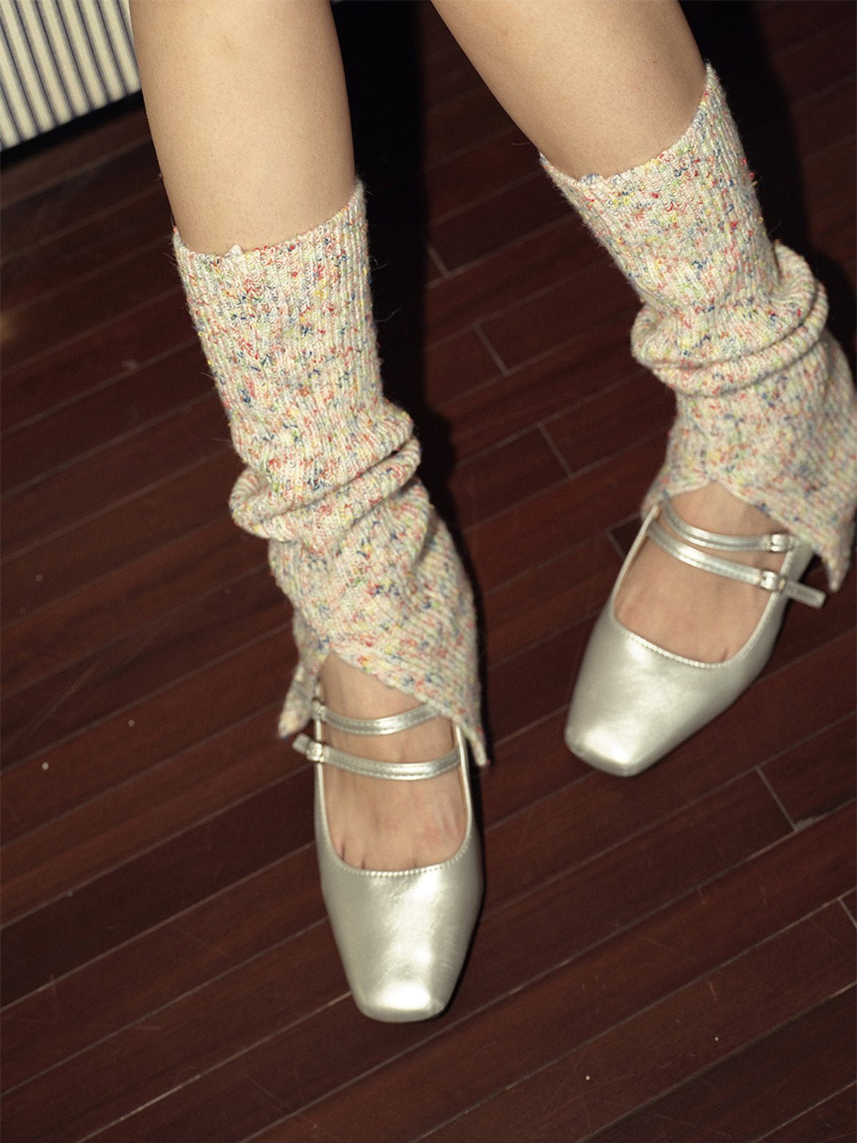 Guêtres tricotées femme, guêtres chaudes hiver, guêtres multicolores confort, accessoires jambes, mode cosy, modèle Yveline - Guêtre - Beige