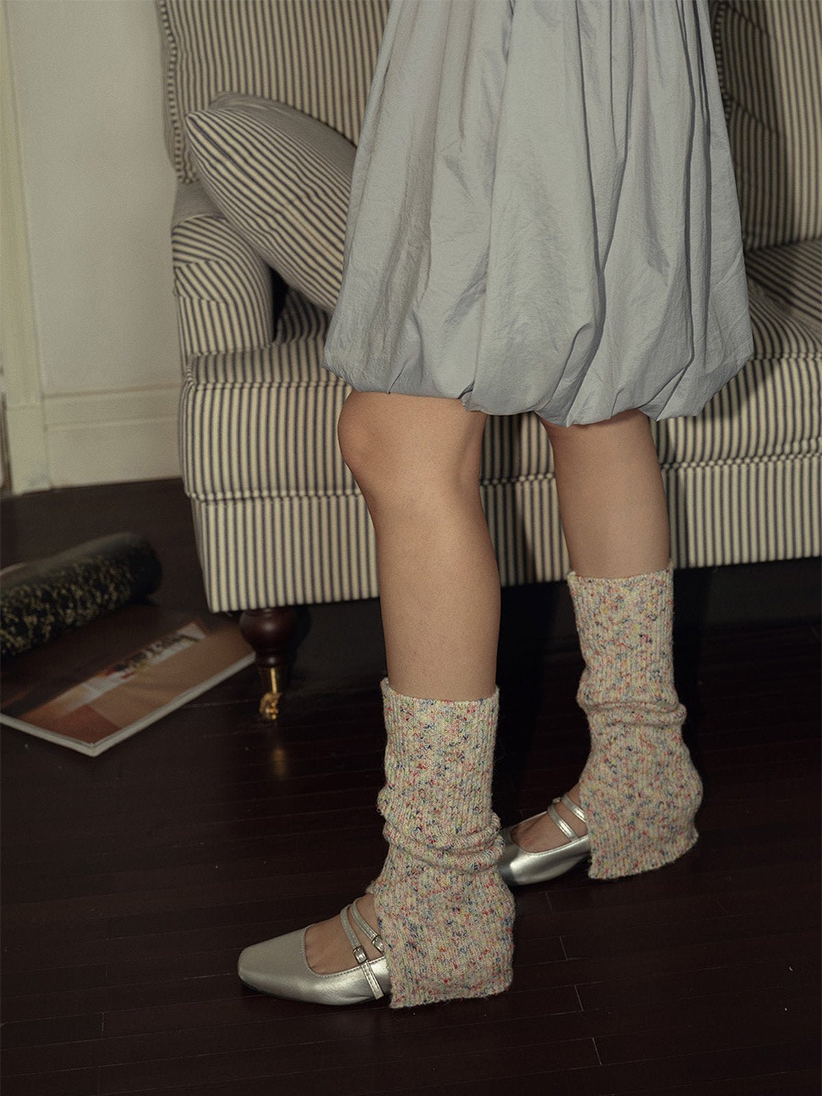 Guêtres tricotées femme, guêtres chaudes hiver, guêtres multicolores confort, accessoires jambes, mode cosy, modèle Yveline - Guêtre - Beige