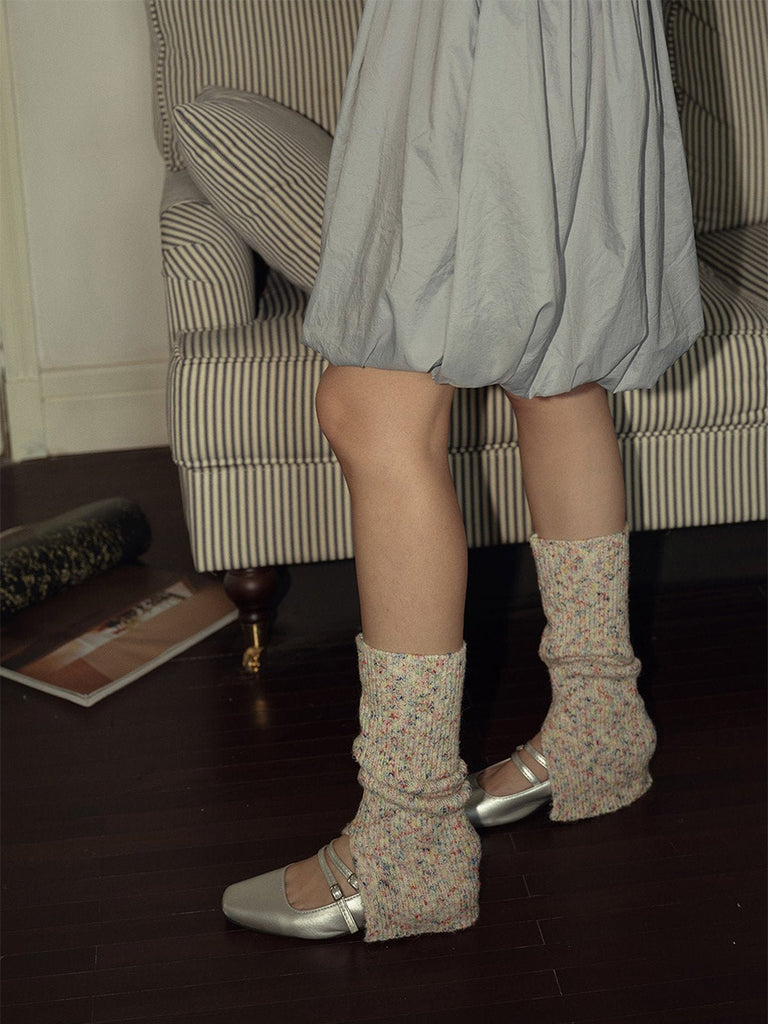 Guêtres tricotées femme, guêtres chaudes hiver, guêtres multicolores confort, accessoires jambes, mode cosy, modèle Yveline - Guêtre - Beige