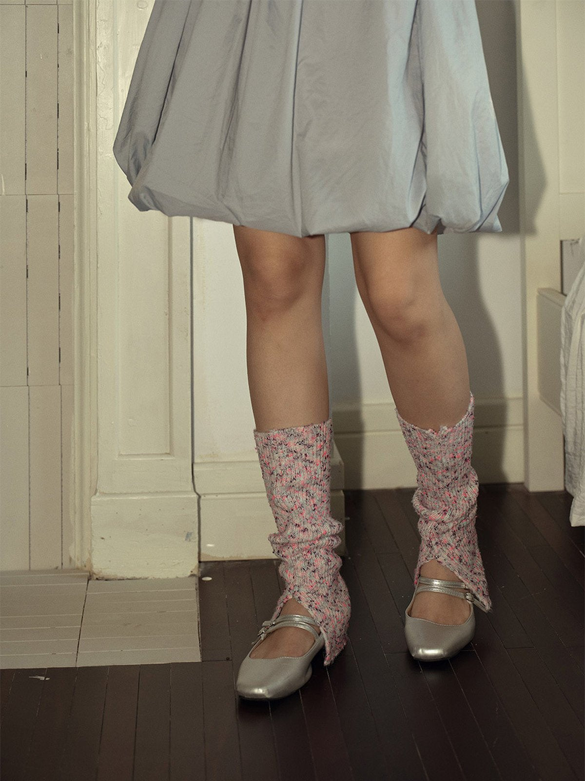 Guêtres tricotées femme, guêtres chaudes hiver, guêtres multicolores confort, accessoires jambes, mode cosy, modèle Yveline - Guêtre - Rose