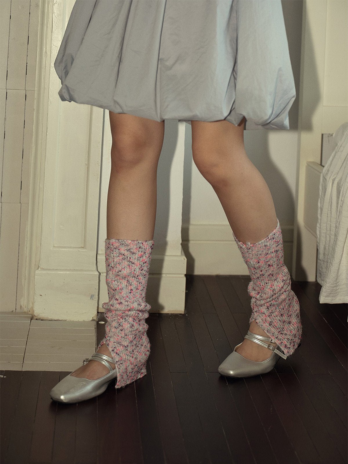 Guêtres tricotées femme, guêtres chaudes hiver, guêtres multicolores confort, accessoires jambes, mode cosy, modèle Yveline - Guêtre - Rose