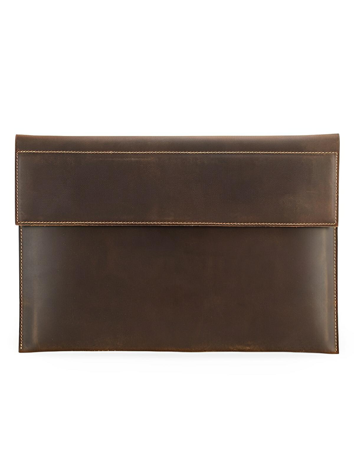 Housse en cuir pour MacBook Air 15 pouces, étui élégant aimanté, protection raffinée pour ordinateur portable, modèle Rigobert - Housse - Café