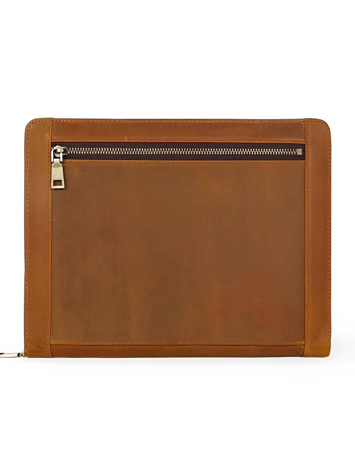 Housse en cuir véritable pour tablette, porte - documents et rangement à stylos, compatible iPad, style business, modèle Victorien - Housse - Marron