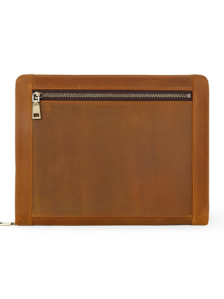 Housse en cuir véritable pour tablette, porte - documents et rangement à stylos, compatible iPad, style business, modèle Victorien - Housse - Marron