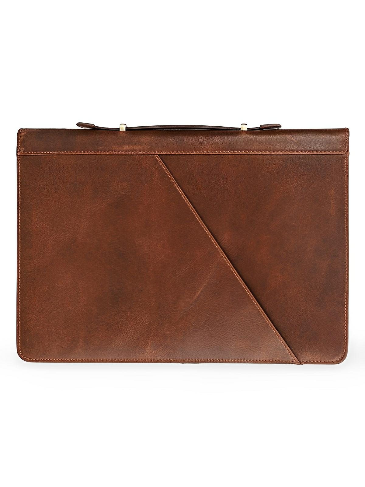 Housse pour ordinateur en cuir, étui 13,3 pouces, pochette élégante avec poignée et rangement, modèle Gérasime - Housse - Marron