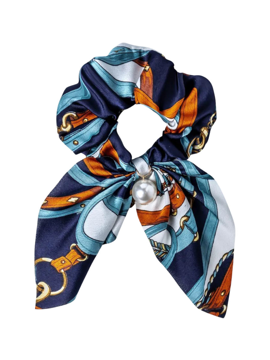 Chouchou cheveux satin perle, accessoire cheveux femme, élastique cheveux foulard, ruban décoratif queue de cheval, chouchou avec nœud, modèle Kessia